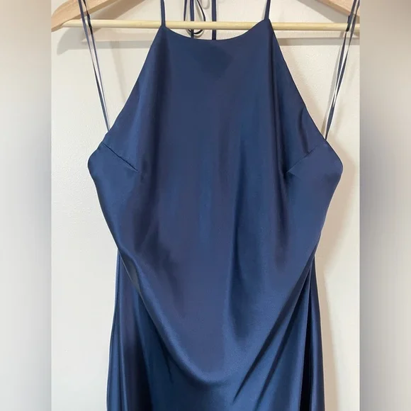 NEW Reformation Jeany Silk Long Dress Backless Formal Navy | Size M - Picture 13 of 13